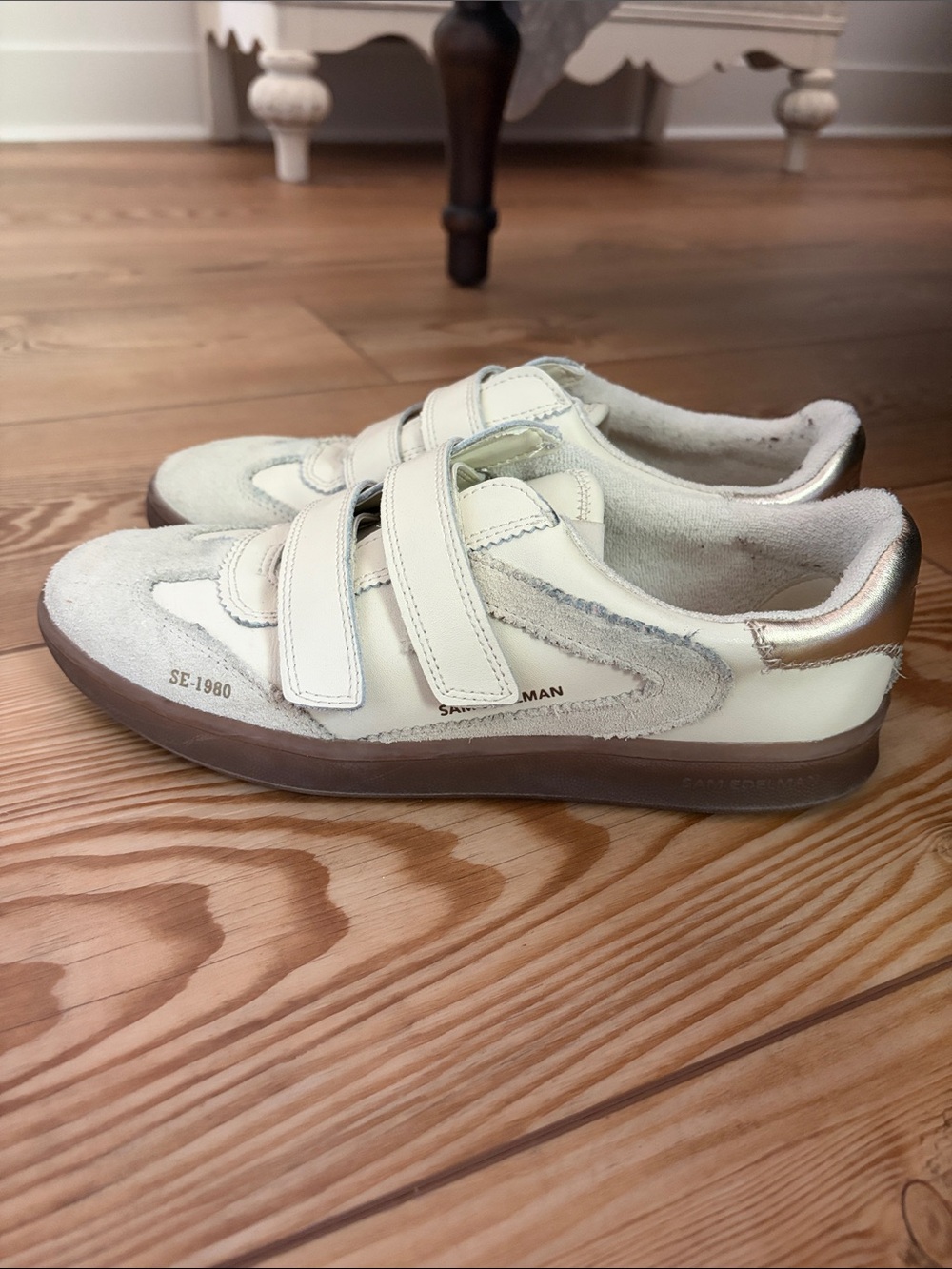 Sam Edelman Cream Velcro Sneakers with Gum Sole - Picture 5 of 5
